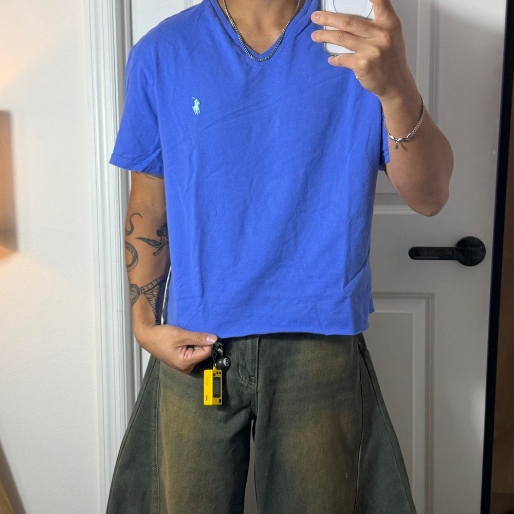 y2k vintage ralph lauren cropped blank short sleeve shirt SH